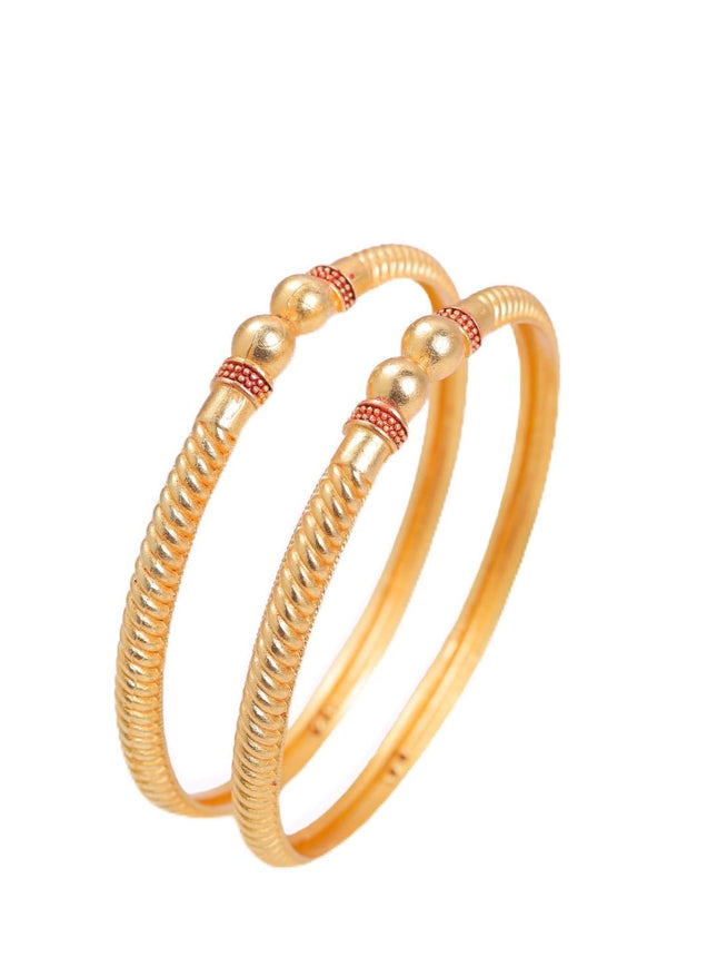 Zeraki Jewels Women's Traditional Gold Plated Sheetal Bangle (Set of 2) 
