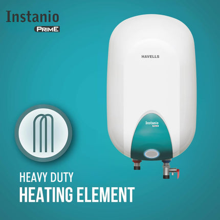 Havells Instanio Prime 15 Litre Storage Water Heater (Geyser) | Temp. Sensing Color Changing LED Indicator | Glass Coated Anti Rust Tank | Warranty: 5 Year on Tank | High Rise Compatible (White Blue) 