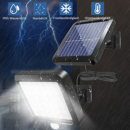 BENMA Solar Lights for Outdoors, 56 LEDs, Solar Lights, 120° Super Bright Solar Wall Light with Motion Sensor, IP65 Waterproof Garden Security Wall Light with 5 m Cable 
