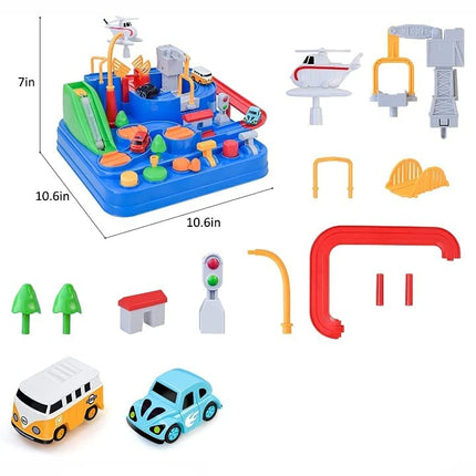 HIRNAYA Car Race Track Adventure Toys for 3+ Year Old Boys & Girls, City Rescue Preschool Educational Vehicle Puzzle Playset 