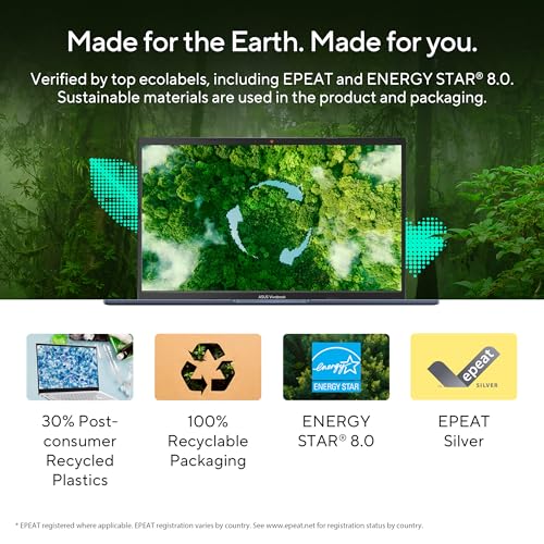 ASUS Vivobook 15, Smartchoice, AMD Ryzen 7 5825U, 16GB RAM, 512GB SSD, FHD 15.6", Windows 11, Office Home 2024, Quiet Blue, 1.7Kg, M1502YA-BQ703WS, AMD Radeon iGPU, M365 Basic (1Year)*, 42Whr Laptop 