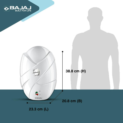 Bajaj Splendora 3L 3KW Vertical Instant Water Heater for Home | Geyser for Bathroom & Kitchen | High Grade SS Tank | Copper Heating Element | 5 Years Tank Warranty by Bajaj【White】 