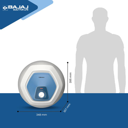 Bajaj Armour series Contempo 10L Storage Water Heater For Home|5 Star Rated Geyser For Bathroom|20% More Hot Water*|Thermostat Knob|Shock Resistant & Rust Proof|Child Safety Mode|4-Yr Warranty|White 