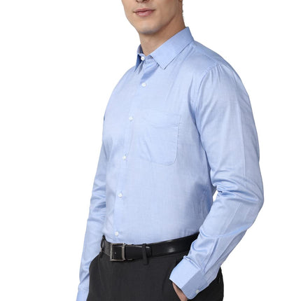 Peter England Men's Solid Slim Fit Shirt (PESFMNUBG81861_Light Blue 46) 