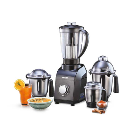 USHA 1200W TurboX Mixer Grinder | Faster and finer grinding | 100% Copper motor for long life, durability | 4 Stainless Steel Jars With Fruit Filter | 24000 rpm | 90 minutes continuous run time 
