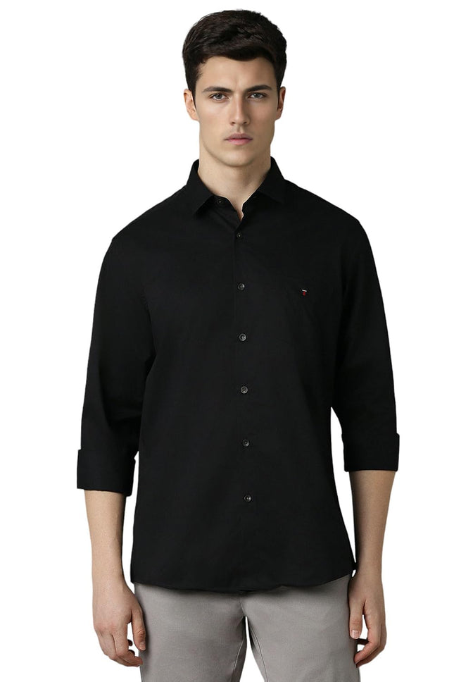 Louis Philippe Men's Slim Fit Shirt (LYSFCSLPC69025_Black 