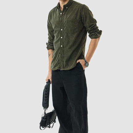 SNITCH Men's Casual Shirt | Slim Fit Long Sleeve Button Down Collar Solid Pattern | 100% Polyester Textured Fabric, Machine Washable | Olive Green 
