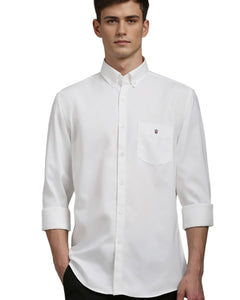 Louis Philippe Cotton Men's Solid Slim Fit Shirt (LYSFCSLB050208_White, 42 