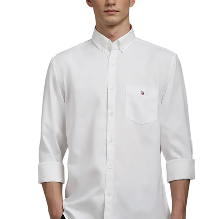 Louis Philippe Cotton Men's Solid Slim Fit Shirt (LYSFCSLB050208_White, 42 