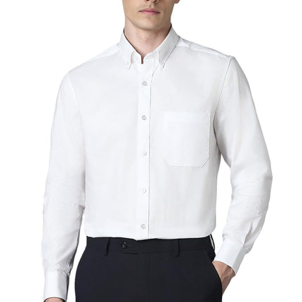 Louis Philippe Cotton Men's Classic Fit Shirt (LPSFMCLPG89904_White, 42 
