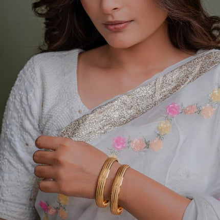 Zeraki Jewels Women's Traditional Gold Plated Anamika Bangle (Set of 2) 