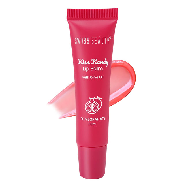 Swiss Beauty Kiss Kandy Lip Balm with Olive Oil | Moisturising | Non-Sticky | Soft & Smooth Lips | Shade - Pomegranate, 10ml 