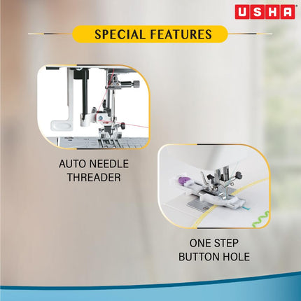 Usha Janome Automatic Stitch Magic Sewing Machine with 57 Stitch Function(White And Blue) 