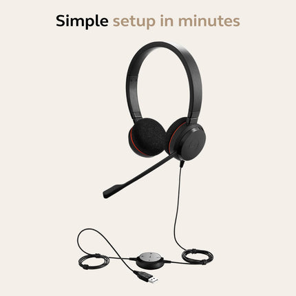 Jabra Gn Netcom Evolve 20 Uc Duo Ms Optimized, USB Wired On Ear Headphones with Mic, Multicolor 