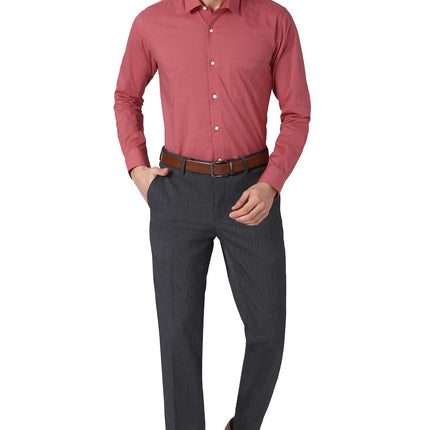 Peter England Men's Solid Regular Fit Shirt (PESFONUBM17140_Red 44) 