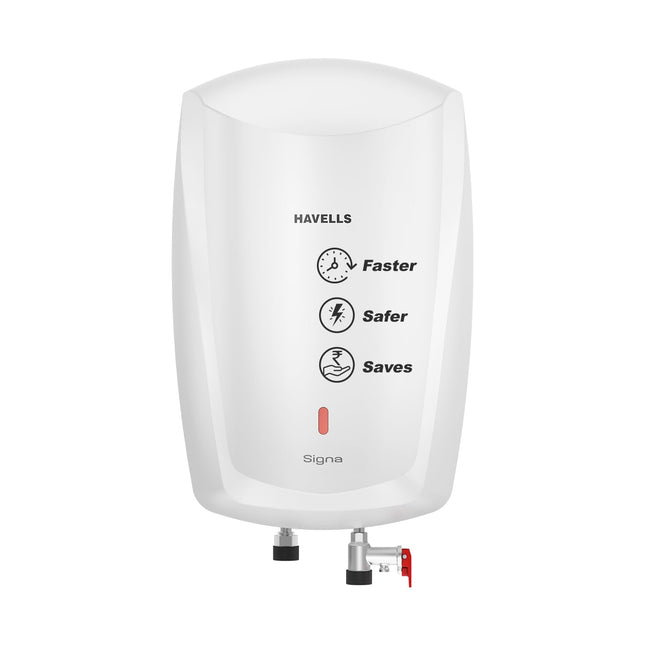 Havells Signa 5 Litre Instant Water Heater(Geyser)| Twin LED Indicator| Rust and Shock Proof Body| ISI Marked| Fire Retardant Power Cord| Warranty: 5 year on inner tank & 2 year comprehensive (White) 