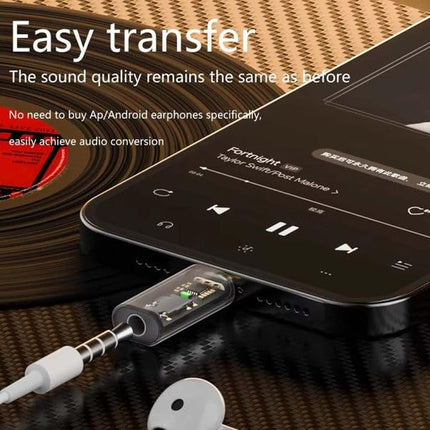 TECPHILE Transparent USB C to 3.5mm Headphone Jack Adapter Stereo Audio Type-C Aux Earphone Dongle with Hi-Fi DAC Chip, Compatible with iPhone 16, MacBook, iPad Pro, Samsung Galaxy, Pixel 4 3 2 XL 