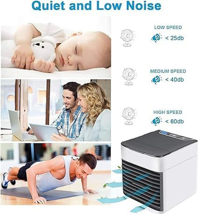 EYUVAA LABEL Portable Mini AC Cooler for Room Cooling Fan USB Powered Mini Cooler For Travel Rechargeable Fan, Portable Air Conditioners for Home Fan with light, Humidifier, Air Purifier (Multicolor) 