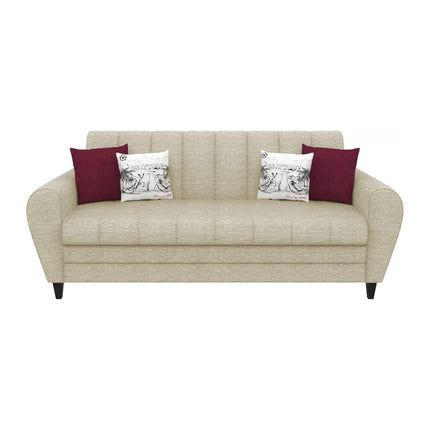 Torque - Bali Premium Fabric 3 Seater Sofa for Living Room (Beige) | Modern 3 Seater Sofa Set Couch with 2 Cushions for Bedroom Hall Festival Gift | 3 Year Warranty 