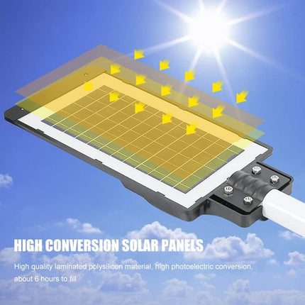 GlowBase Plastic Solar Led Street Light All In One 60 Watt Led Chip Automatic Motion Sensor With Remote Ip65 Waterproof Ip65 Waterproof Outdoor Use Black (Pack Of 1) 