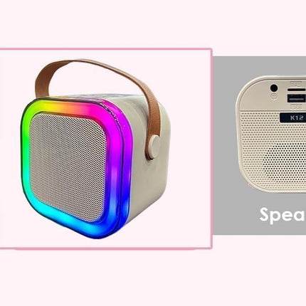 GRAWOK Karaoke Machine for Kids Adults, Mini Portable Blue-Tooth Karaoke Speaker with Wireless Microphone and Dynamic Lights Birthday Gift Home KTV Outdoor Travel (Multicolor) 