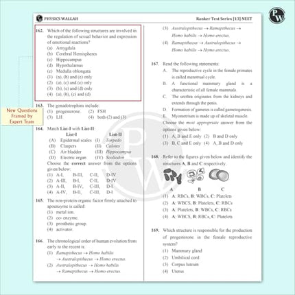 PW NTA NEET Rankers Test Series 2025 Updated as per Latest NEET Pattern 180 Questions Verified & Curated by Expert Faculties | 10 Full Syllabus + 4 Part Syllabus (Class 11 & 12) | OMR Sheet, Solution Booklet with NCERT References 
