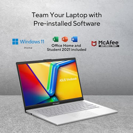 ASUS Vivobook Go 14, AMD Ryzen 3 7320U, Thin and Light Laptop, 14" (35.56 cm) FHD, (8 GB RAM/512GB SSD/Windows 11/Office 2021/42WHr /Silver/1.38 kg), E1404FA-NK321WS 
