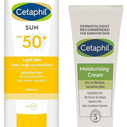 Cetaphil Moisturising Cream for Face & Body, Dry to Normal skin, 80 gm Combination Skin Sun Spf 50 Sunscreen, Very High Protection Light Gel, Water Resistant, Vitamin E, 50 Ml, Pack Of 1 