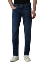 Louis Philippe Men's Mid Rise Slim Jeans (LRDNCSLP573330_Navy, 34 