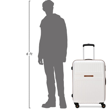 Aristocrat Atlas Check-in Trolley Bag 66cm | Medium | Hard Luggage | Smooth 8-Wheel Suitcase | Secure Combination Lock with Sturdy Zipper | Full Fabric Convipack | 3-Year Warranty (Pearl White) 