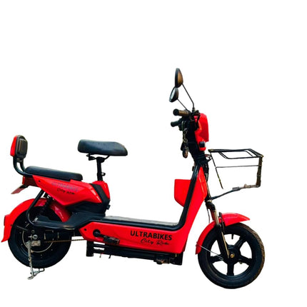 Ultrabikes City Ride | 48V 15AH Lithium Ion Battery | 550 watt Motor | 40 Top Speed | No DL Required | Digital Display | Turn Indicators | Anti Theft Alarm Installed | 2 Years Warranty (Red) 