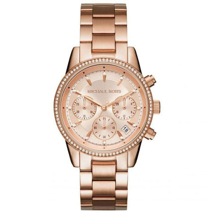 Michael Kors Stainless Steel Analog Gold Dial Women Watch-Mk6357, Rose Gold Band 