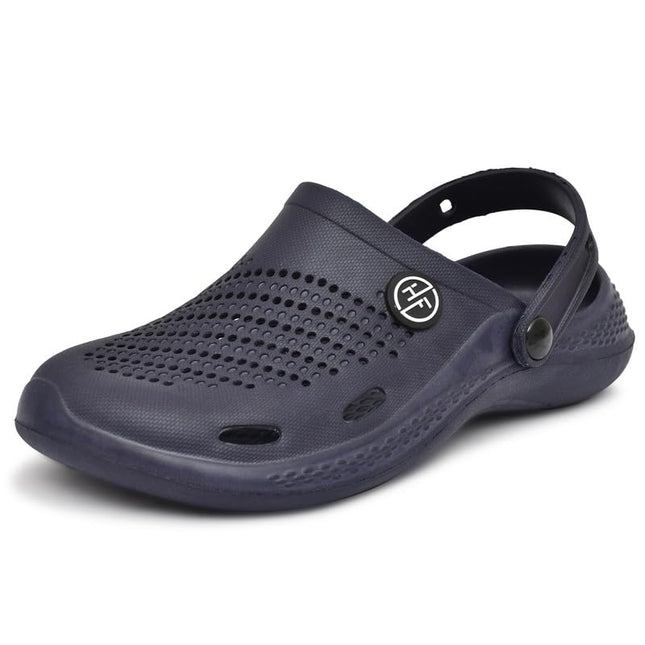 EXTRA SOFT Men's Classic Casual Clogs/Sandals with Adjustable Back Strap for Adult | Comfortable & Light Weight | Stylish & Anti-Skid | Waterproof & Everyday Use Mules for Gents/Boys SC-N-BL 6 UK 