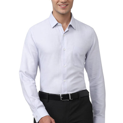 Peter England Men's Solid Slim Fit Shirt (PESFOSLPE40563_Size(44) Blue 