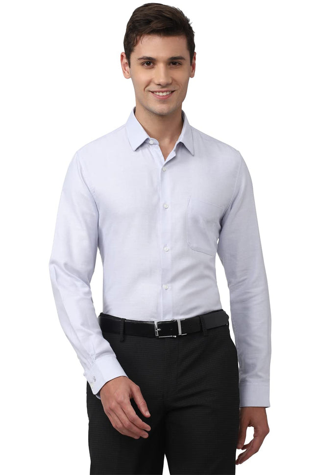 Peter England Men's Solid Slim Fit Shirt (PESFOSLPE40563_Size(44) Blue 