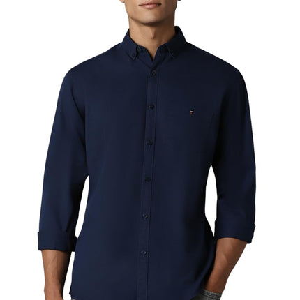 Louis Philippe Cotton Men's Slim FiT-Shirt (Lrsfnslpa61514_Navy 