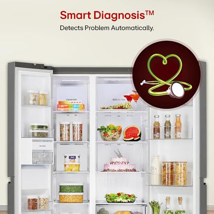 LG 650 L, 3 Star, Smart Inverter Compressor, Convertible, Door Cooling+, Frost Free Double Door Side by Side Refrigerator (GL-B257HDS3, Dazzle Steel, Express Freeze) 