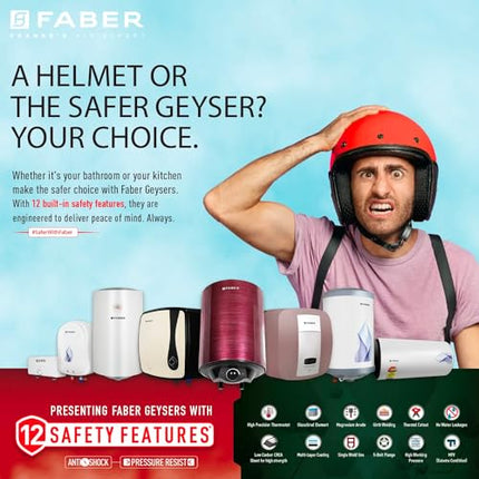 Faber Jazz 25L Storage wall Water Heater | Heating Indicator | Free Installation | 8 Bar Pressure, Temperature Control, MFV Valve, Auto Cut-Off, PUF Technology | 2000W, 5 Star | FWG JAZZ 25 V (White) 