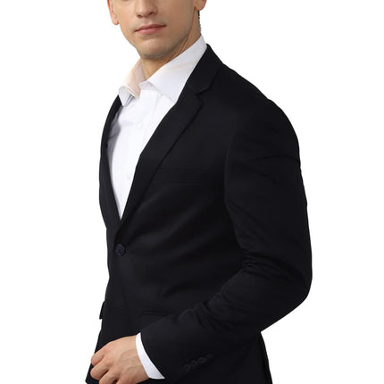 Peter England Neo-Slim Fit Solid Blazer Navy 