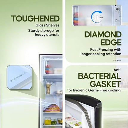 Haier 205L 5Star Direct Cool Single Door Refrigerator | Inverter Compressor | Wide Freezer Space | Bigger Ice Tray | Longer Cooling Retention | Easy Clean Back (HED-215MRB-N, Marine Rose, Base Stand) 