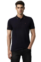 Louis Philippe Men's Solid Slim Fit T-Shirt (LRKPCSLFI53303_Navy 