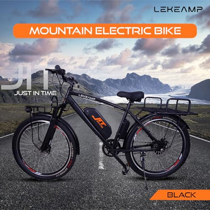 Lekeamp JIT Electric Bike | 26" Tyres | 25 km/h Top Speed | 5-Level Pedal Assist | Disc Brakes | 10.4Ah NMC Detachable Battery | 250W Motor | Spring Front Suspension | Black Box Carrier 