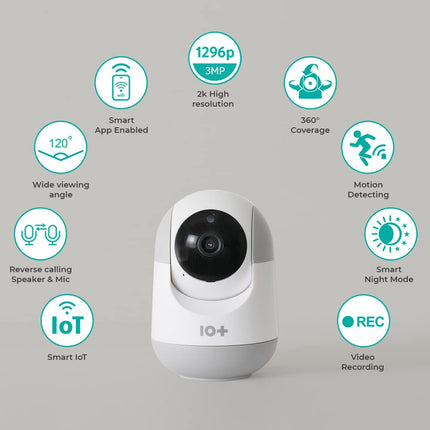 10+ TENPL 3MP, New Launch 2023, QHD Camera, 360° Coverage, Smart Mobile App, View & Talk, Night Vision, Motion Alert, SD Card (Upto 256 GB), Smart Home Security Camera.