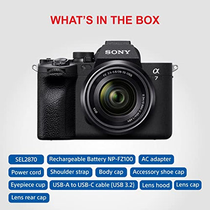Sony Alpha ILCE-7M4K Full-Frame Hybrid Camera 33MP Interchangeable-Lens Mirrorless Camera with 28-70mm Digital Zoom Lens | 4K 60P Video Recording | Real-Time Eye AF for Humans, Birds, Animals - Black 