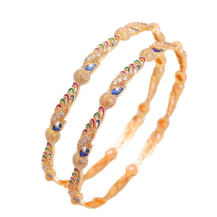 Zeraki Jewels Women's Traditional Gold Plated Parshvi Bangle (Set of 2) 