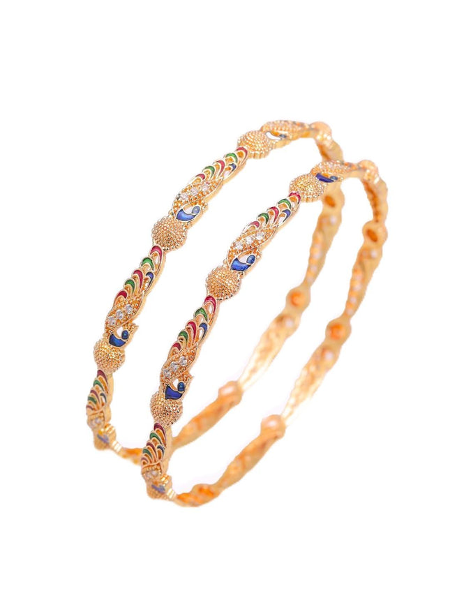 Zeraki Jewels Women's Traditional Gold Plated Parshvi Bangle (Set of 2) 