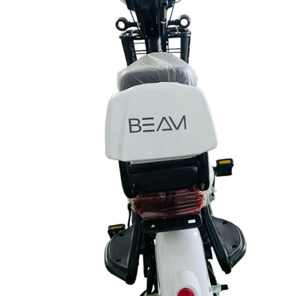 BEAM Fat Tyre Electric Scooter with Wheel Size 10" Sturdy 250W Motor Dual Suspension Dual Drum Brakes City Bicycle with 55 Kms Range (White) 