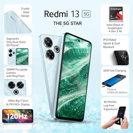 Redmi 13 5G, Hawaiian Blue, 6GB+128GB | India Debut SD 4 Gen 2 AE | 108MP Pro Grade Camera | 6.79in Largest Display in Segment 