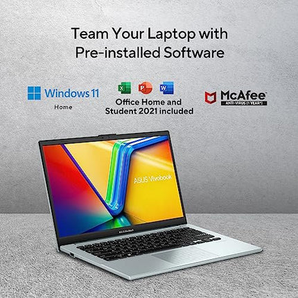 ASUS Vivobook Go 14 (2023), AMD Ryzen 3 7320U, Thin & Light Laptop, 14-inch (35.56 cm) FHD, (8GB RAM /512GB SSD/Windows 11/Office 2021/Alexa Built-in/Grey Green/1.38 kg), E1404FA-NK323WS 