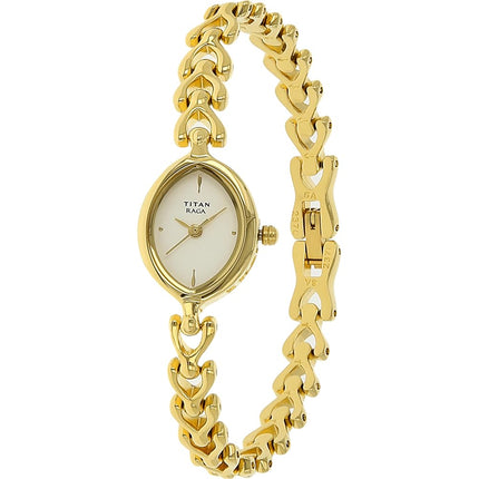 Titan Brass Raga White Dial Women Analog Watch With Metal Strap-Ns2370Ym01, Band_Gold 